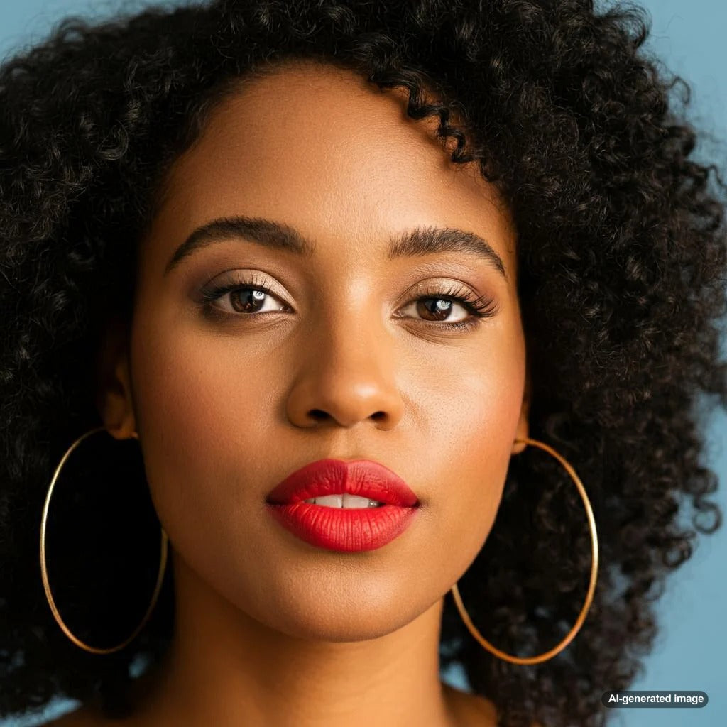 Woman wearing elegant hoop earrings from Robinson's Jewelers