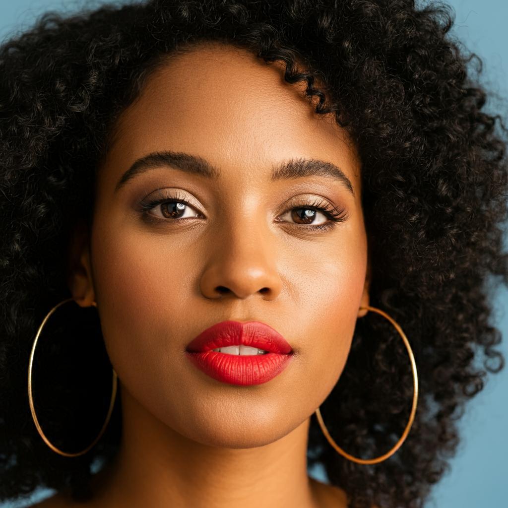 Woman wearing elegant hoop earrings from Robinson's Jewelers