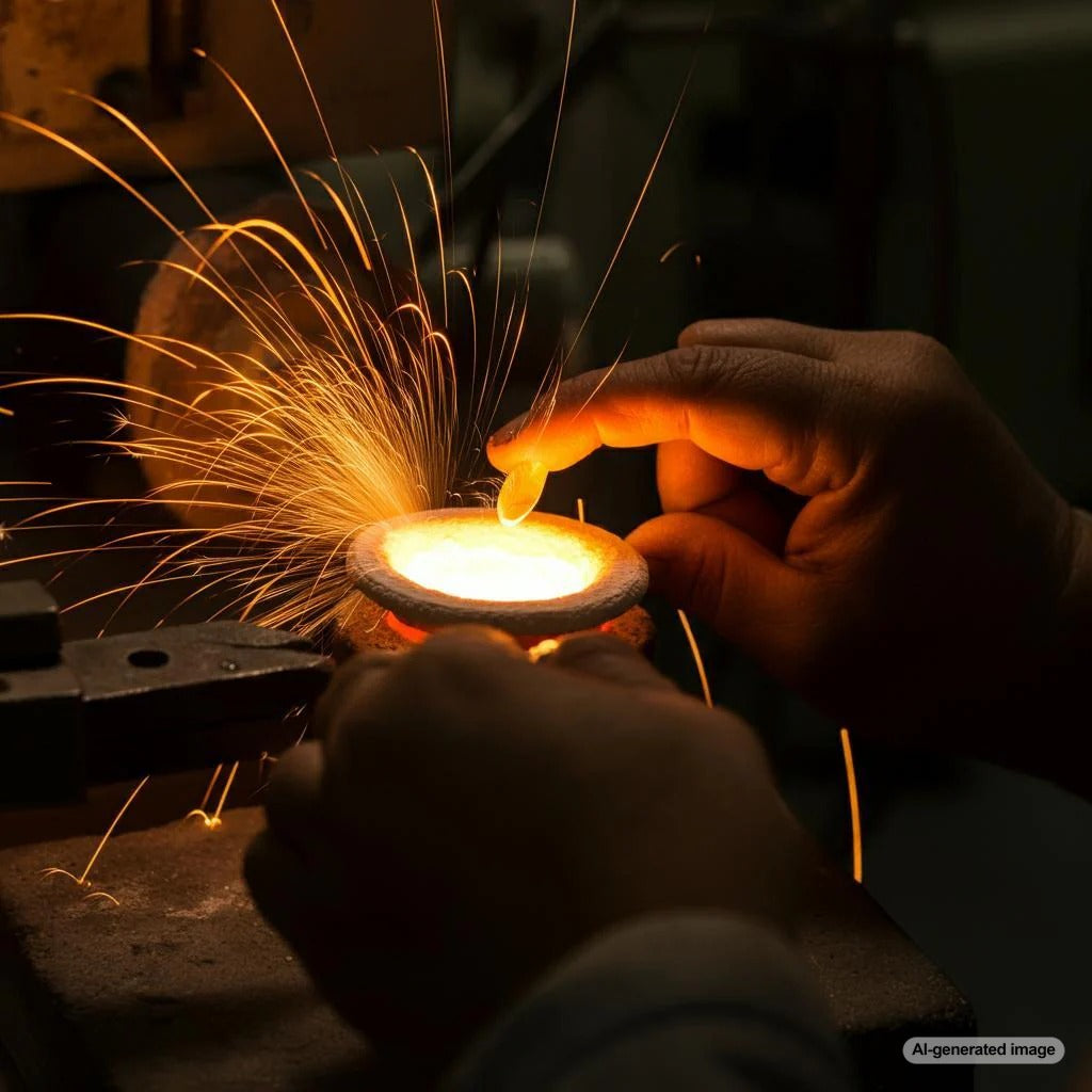 Artisan crafting gold jewelry at Robinson's Jewelers