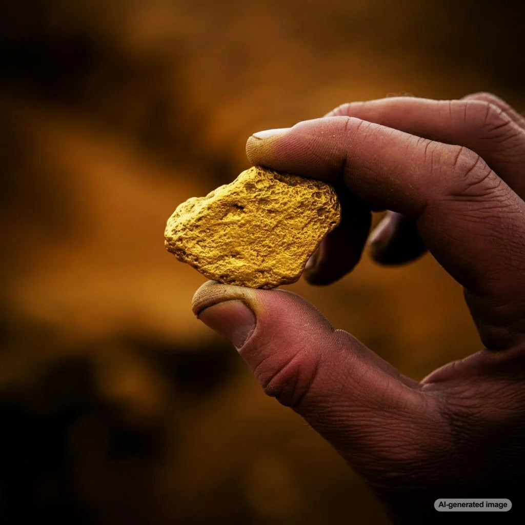 A radiant gold nugget symbolizing the cosmic origins of gold