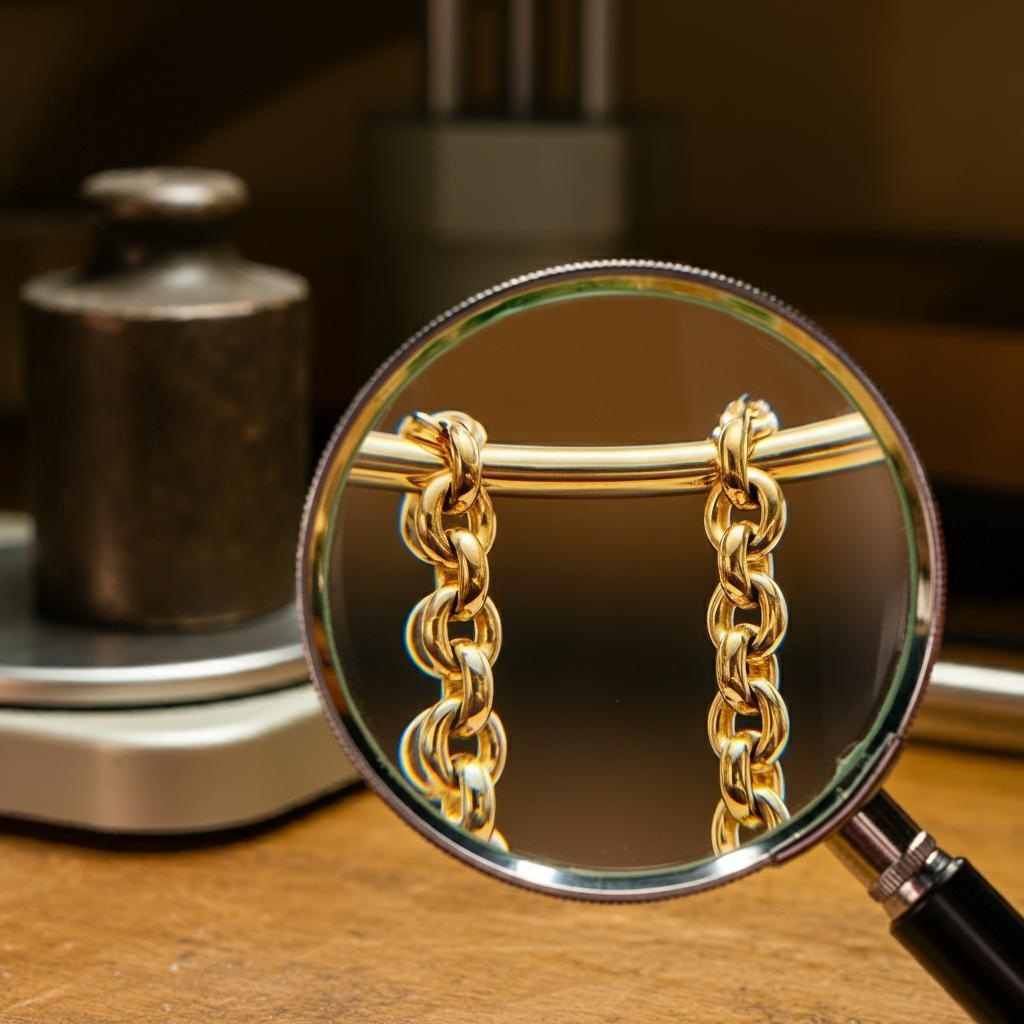 Close-up image of a Rolo chain necklace showcasing its round links and polished finish.