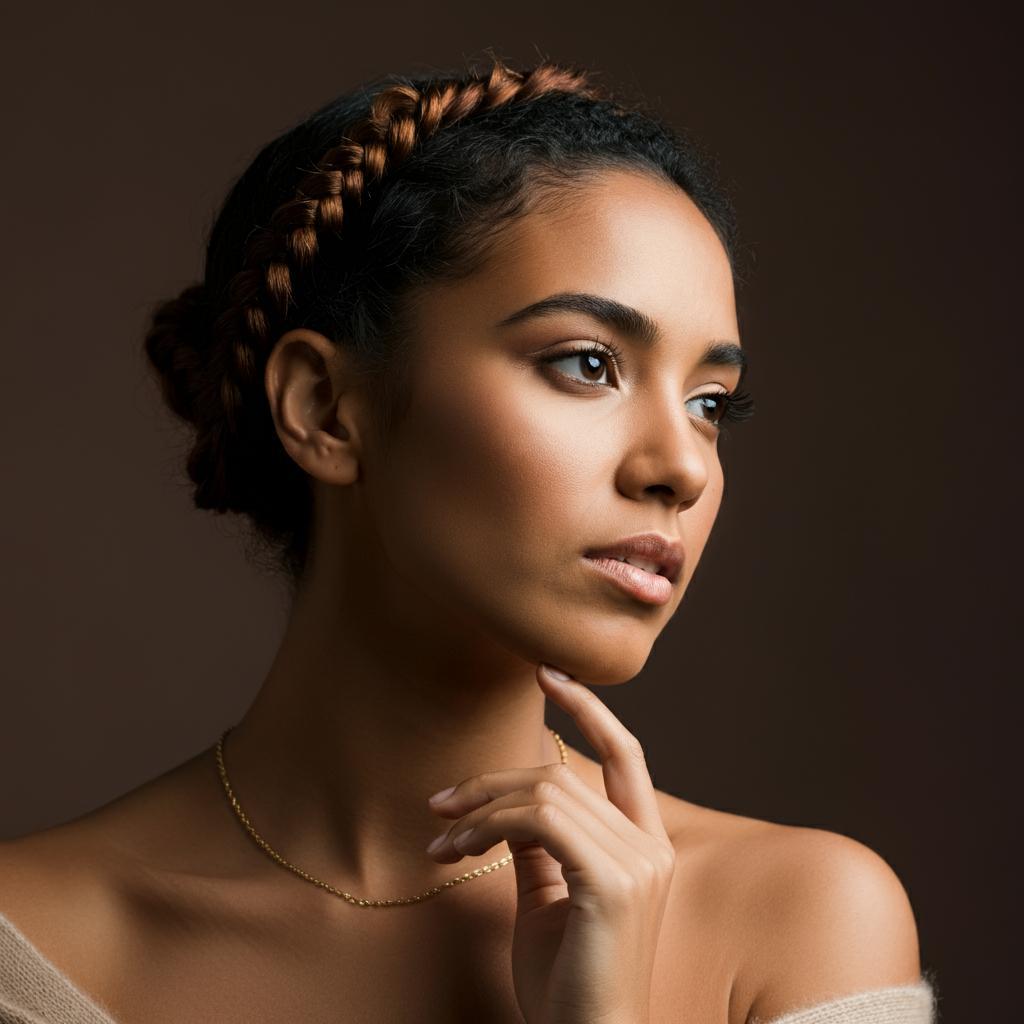 Woman wearing a delicate gold necklace