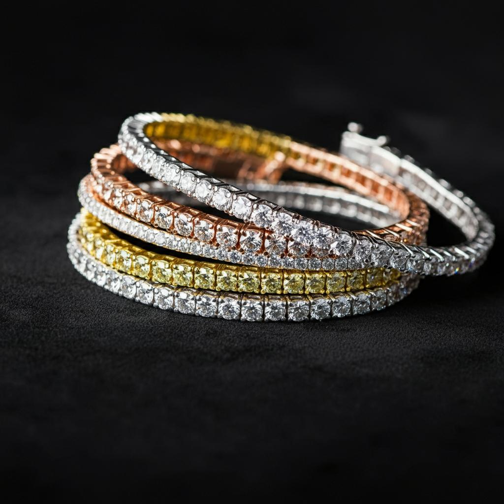 A sparkling lab created diamond tennis bracelet, available at Robinson's Jewelers