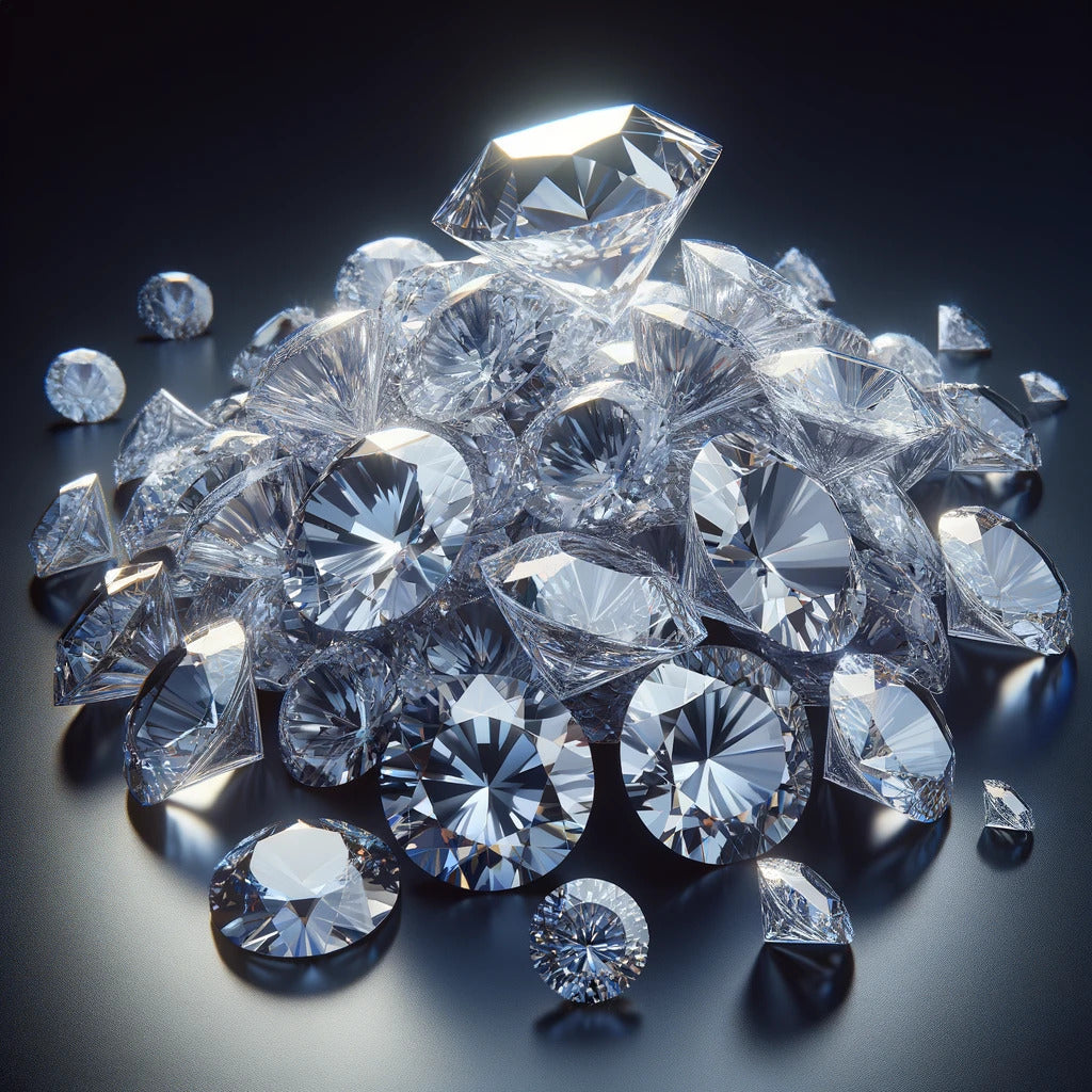 Exquisite pile of Triple X diamonds, showcasing their brilliance and perfection