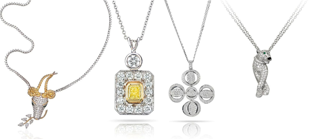 A stunning selection of gold and diamond pendants from Robinson's Jewelers