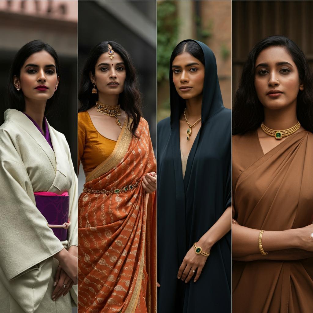 A diverse collection of culturally significant jewelry pieces from around the world.