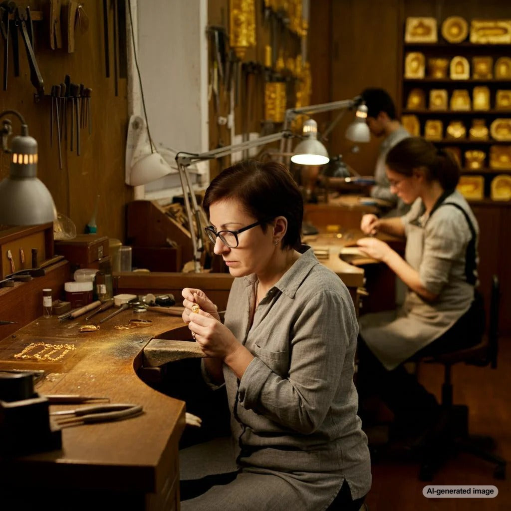 Goldsmith crafting jewelry at Robinson's Jewelers
