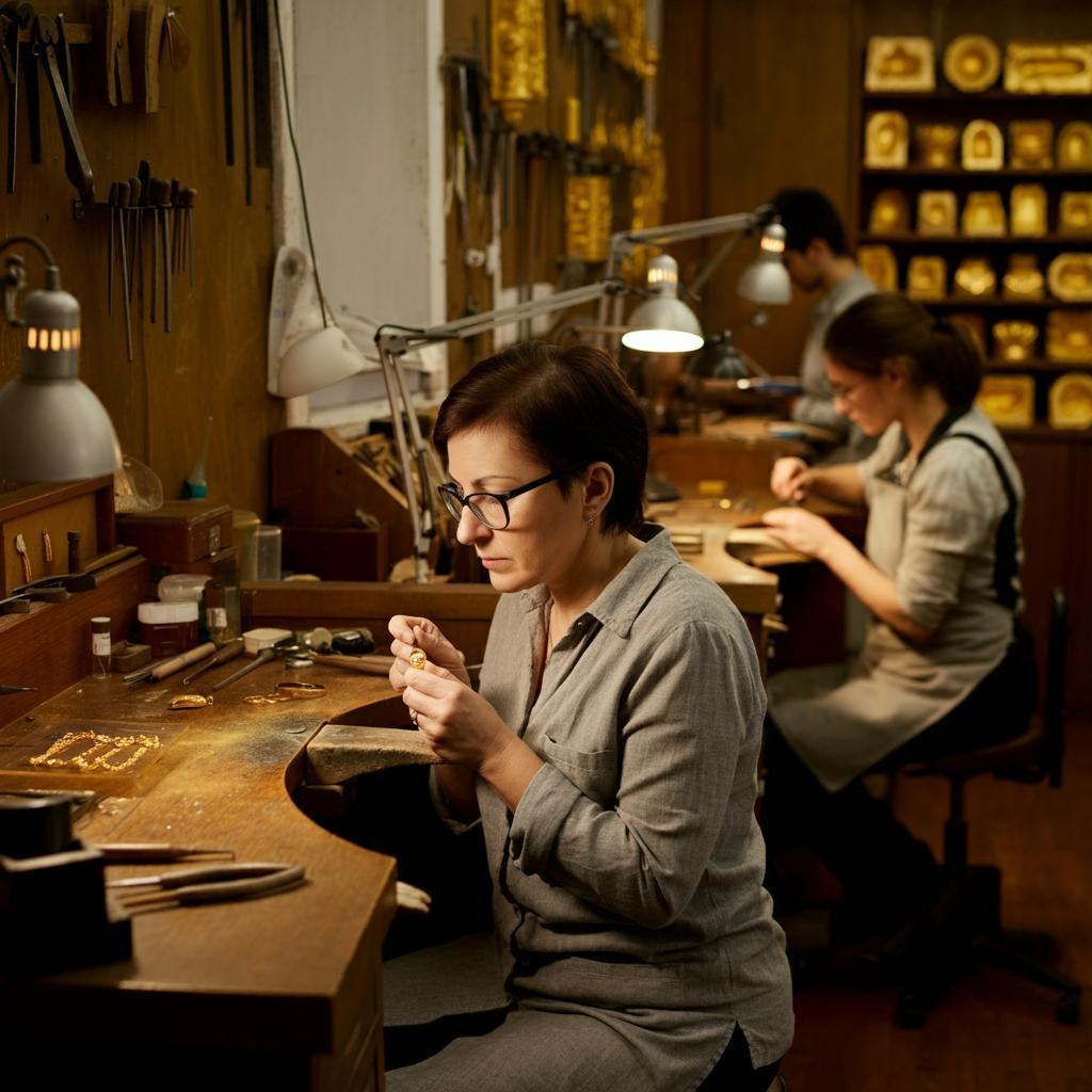 Goldsmith crafting jewelry at Robinson's Jewelers