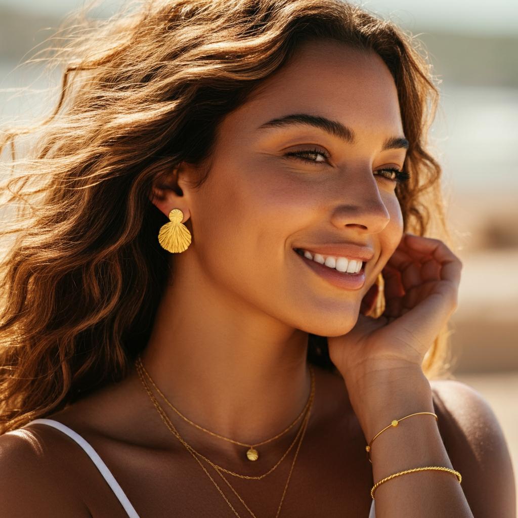 A selection of white, yellow, rose gold, and platinum jewelry displayed on a neutral background