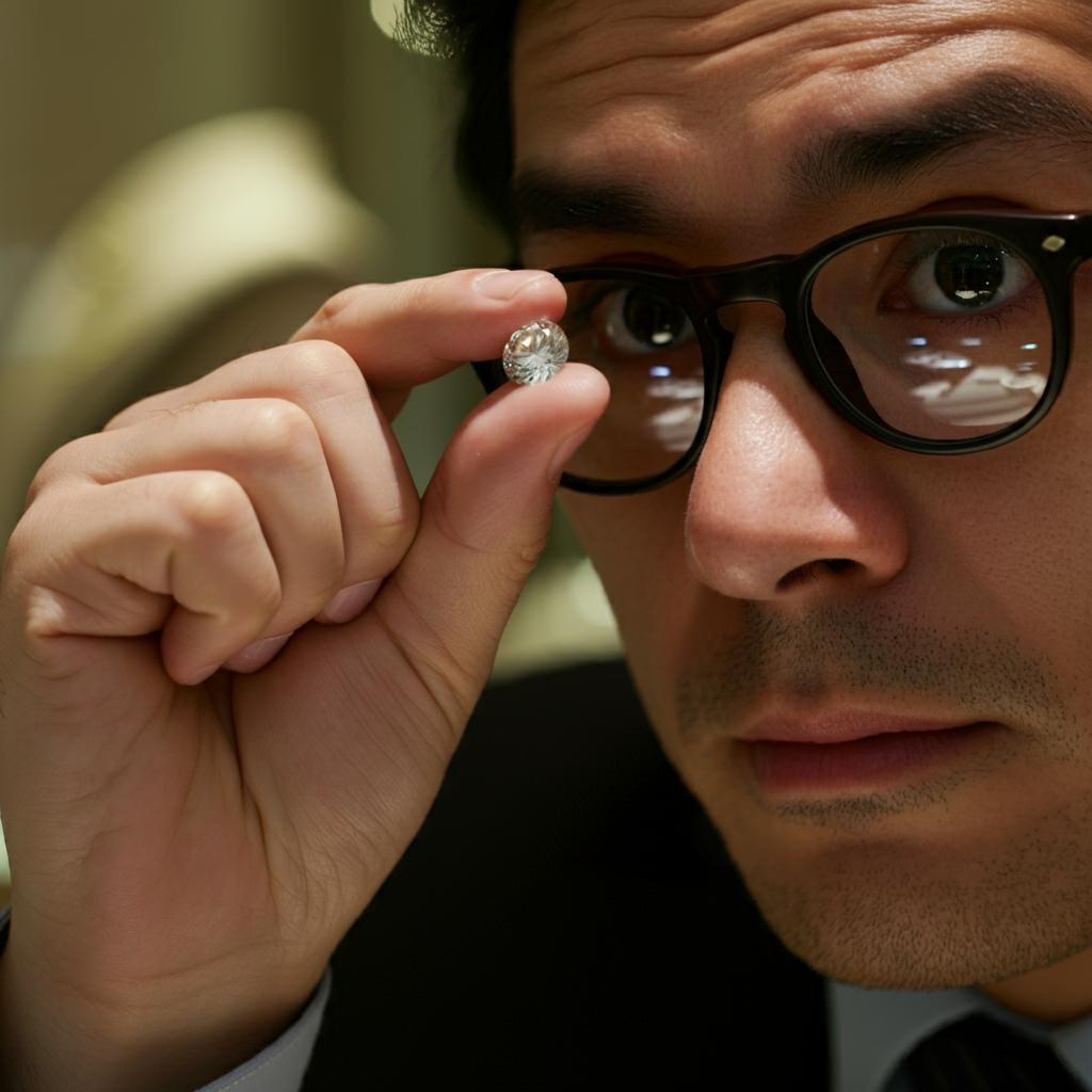 Close-up view of a sparkling eye clean diamond