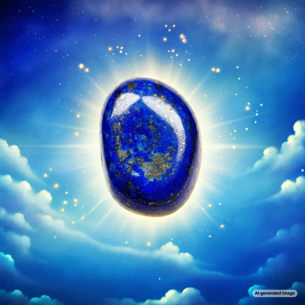 Close-up of Lapis Lazuli gemstone showcasing its deep blue color with golden flecks
