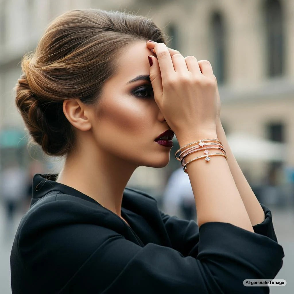 Beautiful bracelet assortment displayed elegantly at Robinson's Jewelers