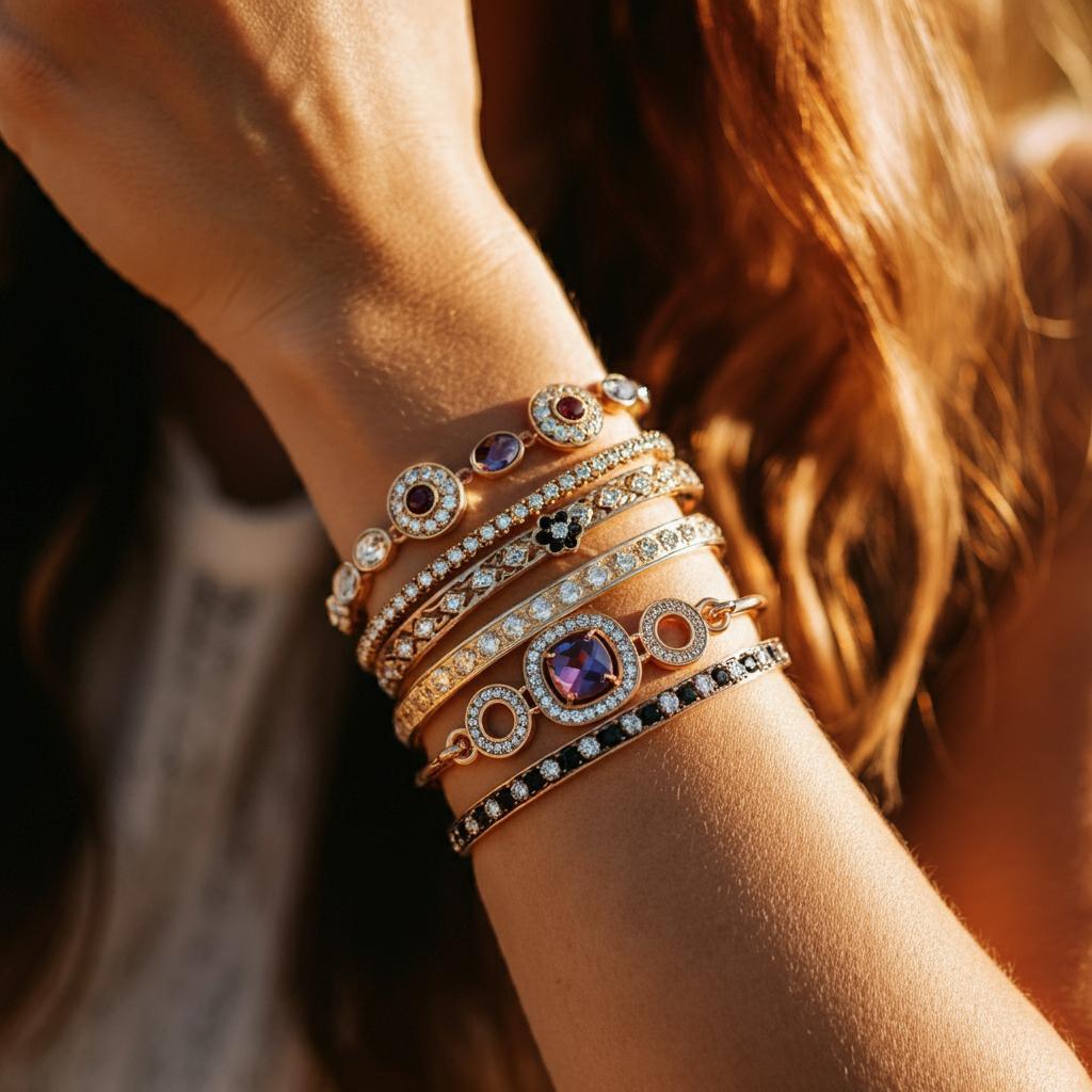 Bracelet size measurement guide with a close-up of a measuring tape around a wrist.