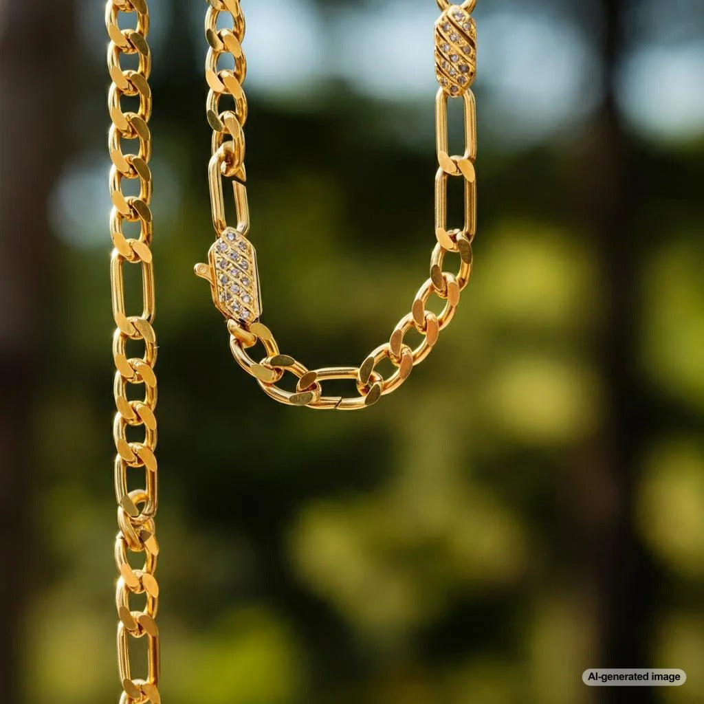Comparison of Figaro and Rope Chains in Gold