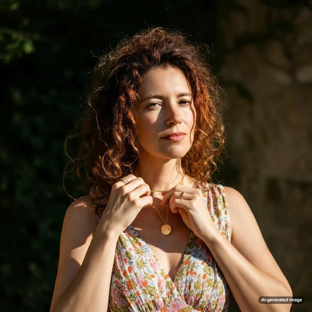 Necklace twisting around on a woman's neck