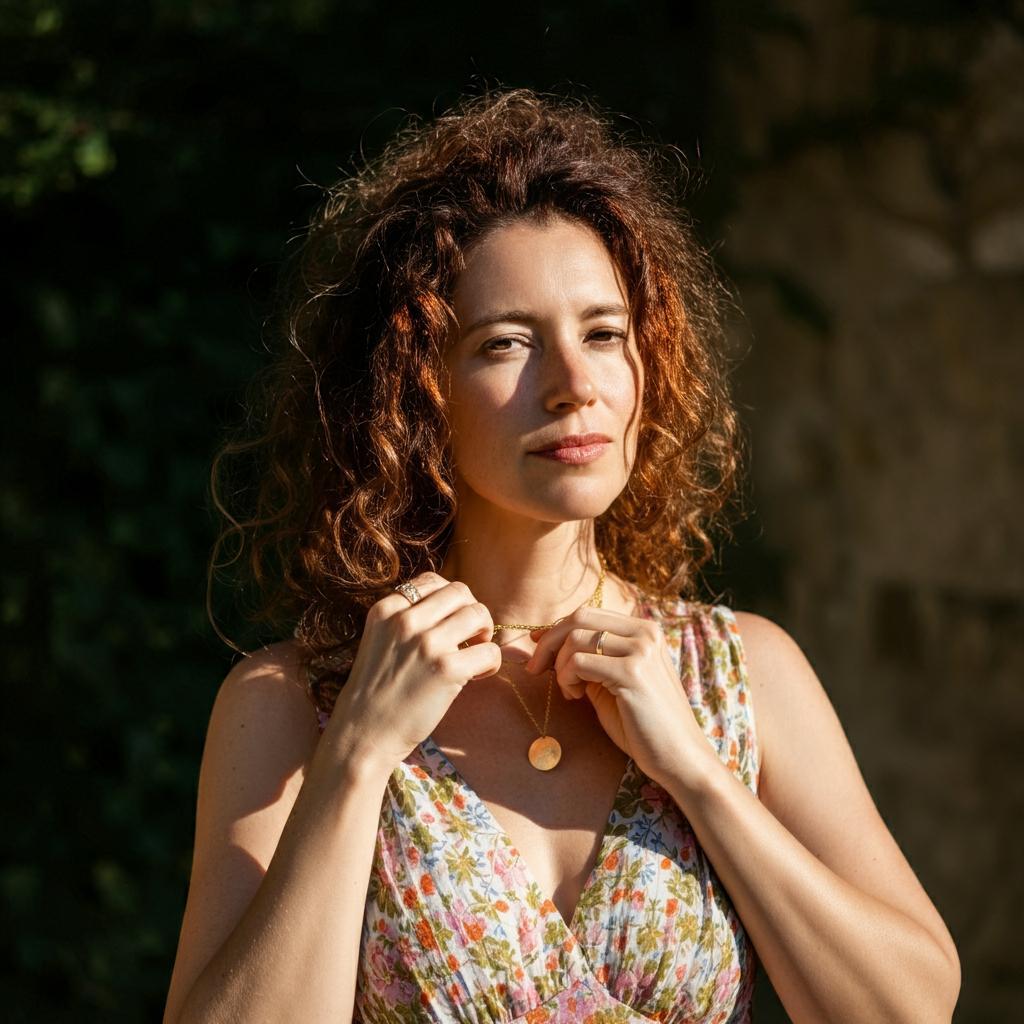 Necklace twisting around on a woman's neck