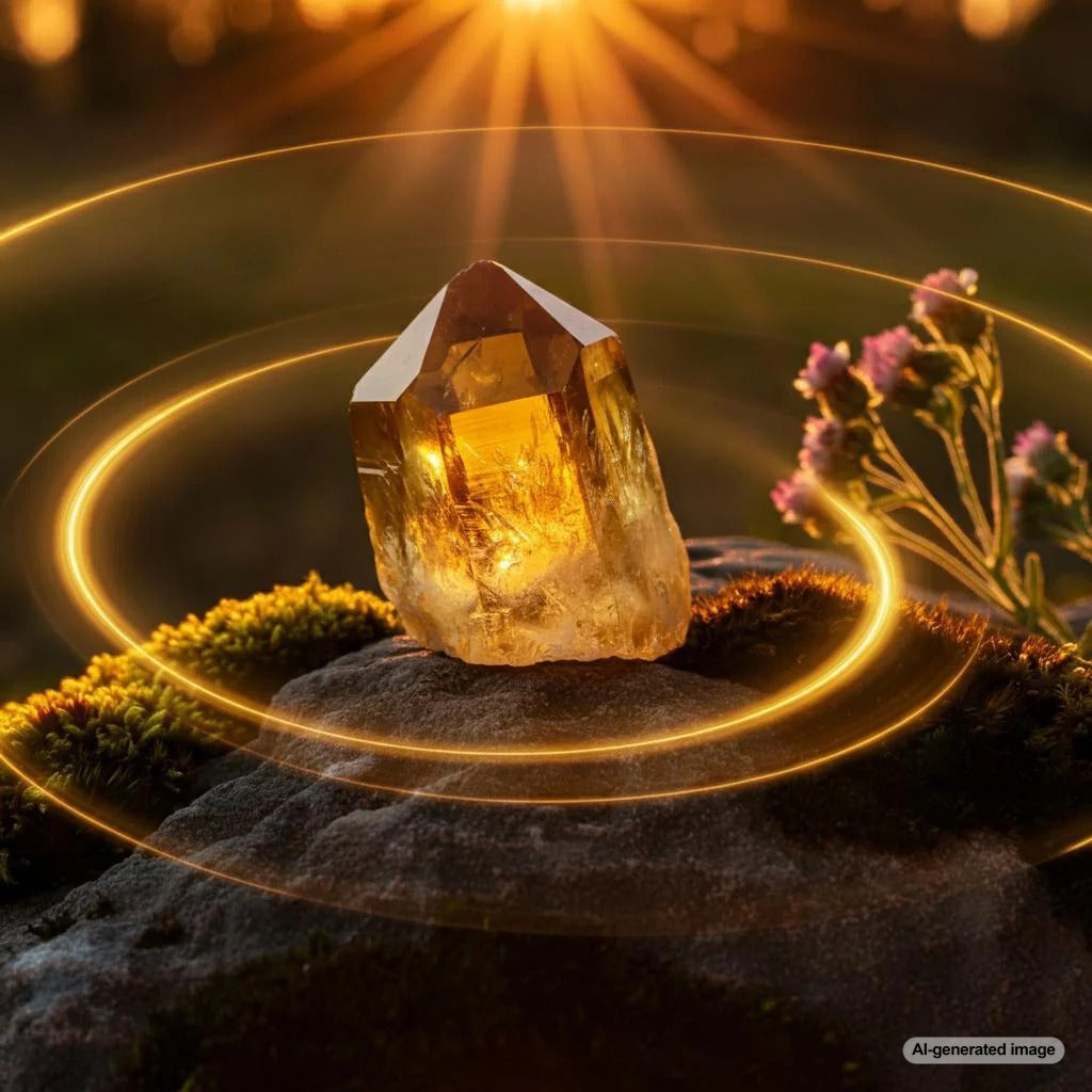 A stunning citrine gemstone radiating vibrant yellow hues