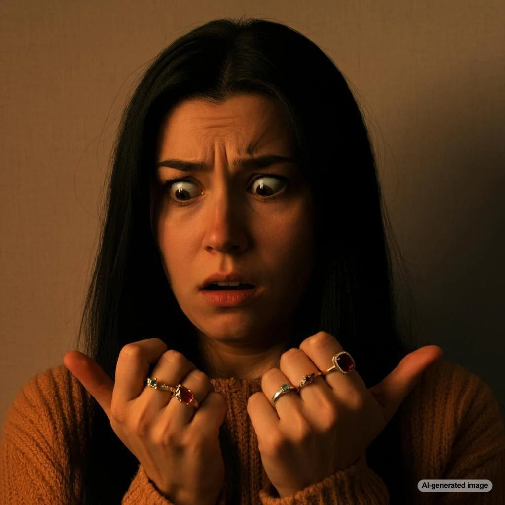 A gold ring leaving a black mark on the skin