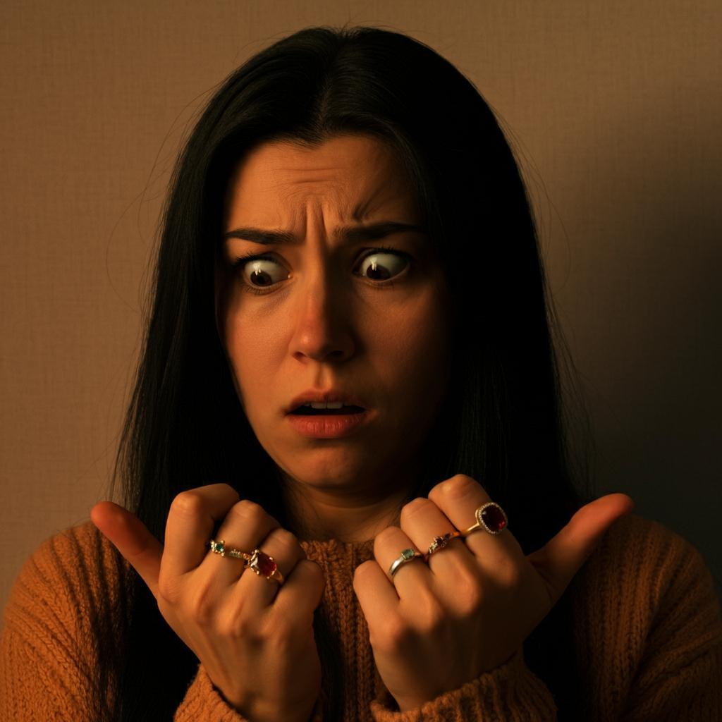 A gold ring leaving a black mark on the skin