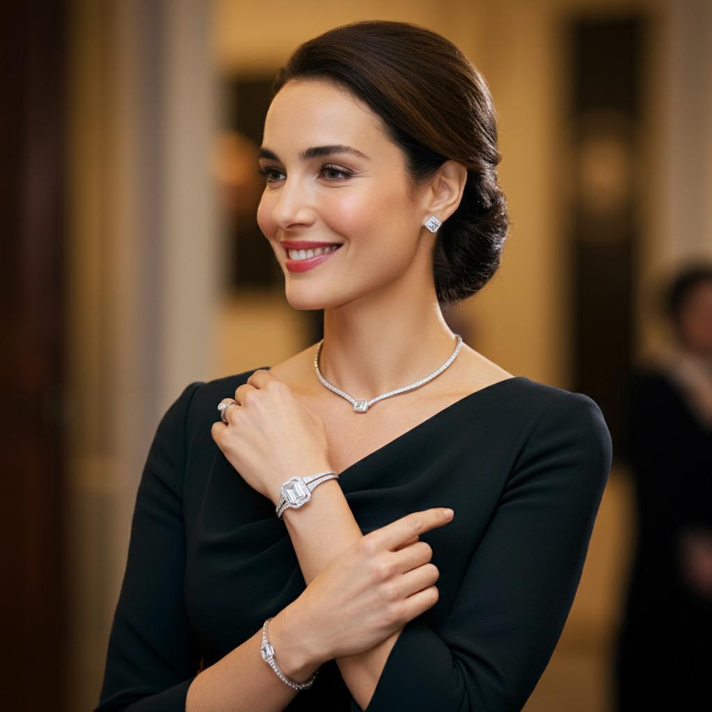 A captivating display of diamond earrings and gold necklaces from Robinson's Jewelers