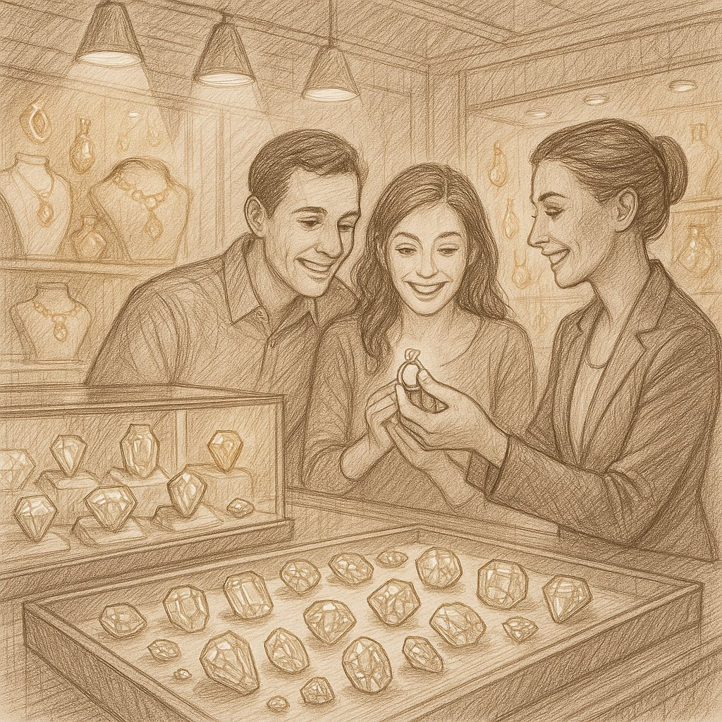 Close up of a brilliant cut diamond ring showing exceptional sparkle and fire