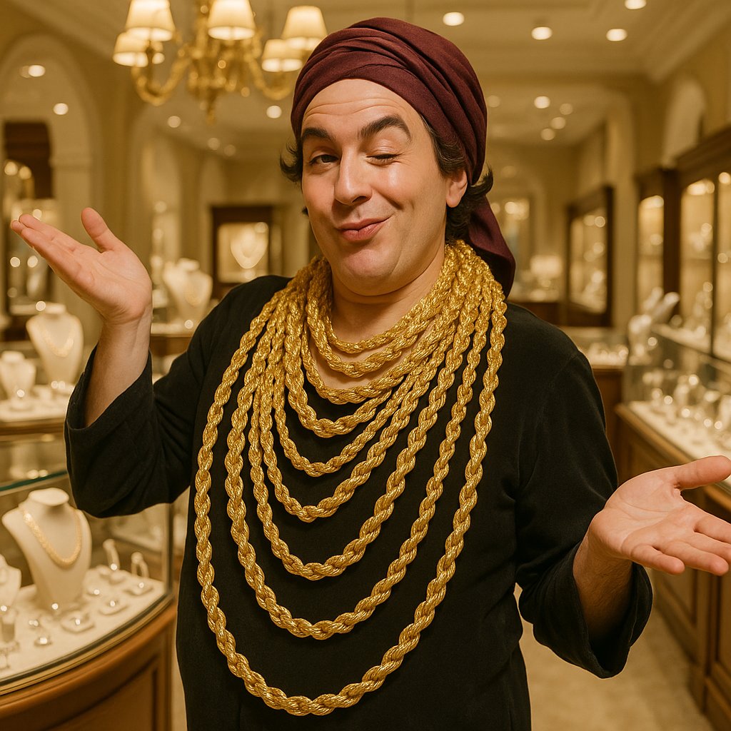 Close up of a stunning vintage Italian gold rope chain showing intricate twisted design and brilliant shine