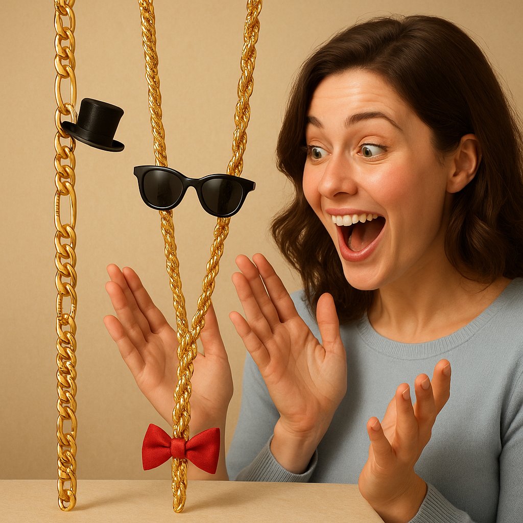 Close-up comparison of Figaro, Singapore, and Rope chain styles in gold and silver