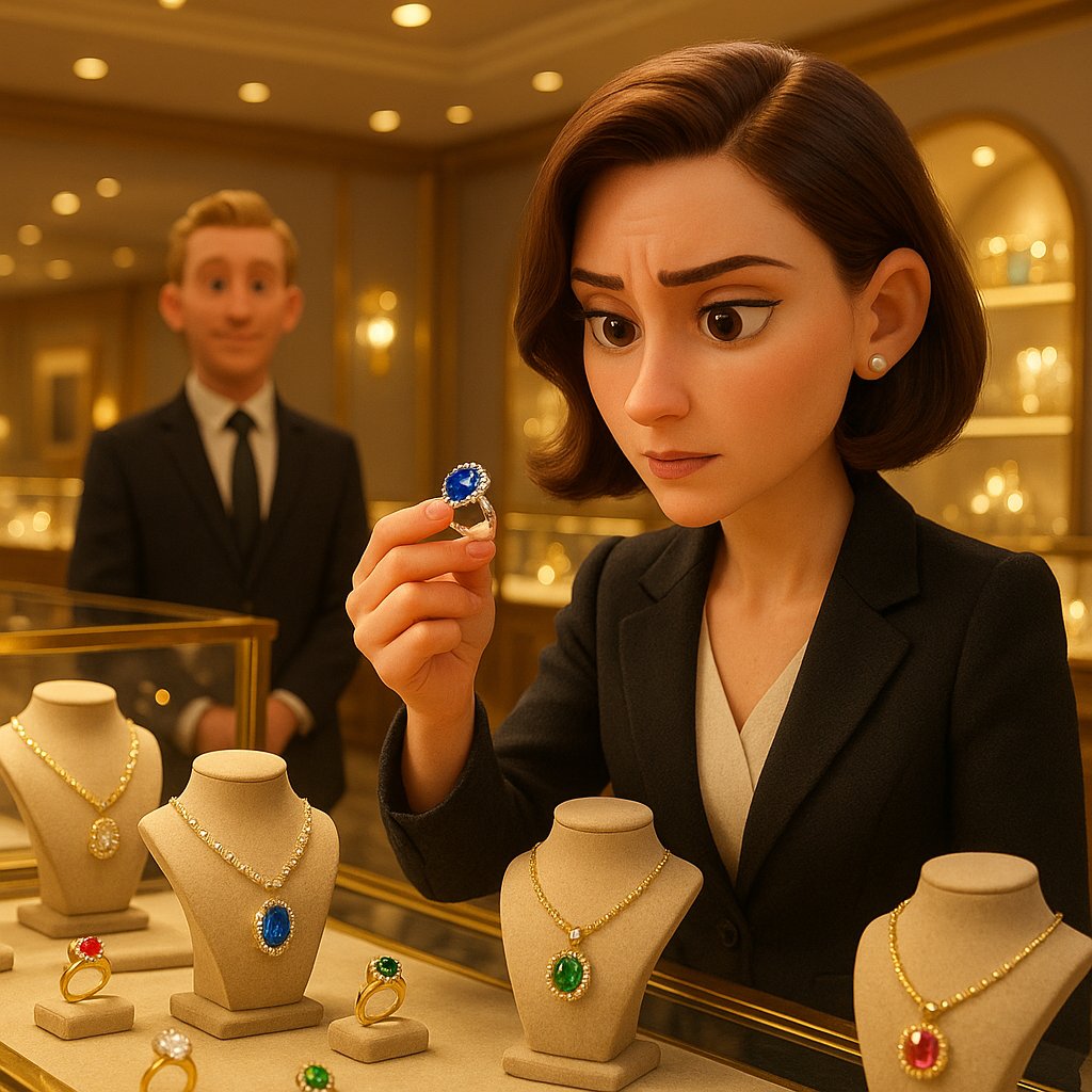 A curated selection of ethically sourced gemstone rings and loose stones showcasing vibrant colors and brilliant cuts