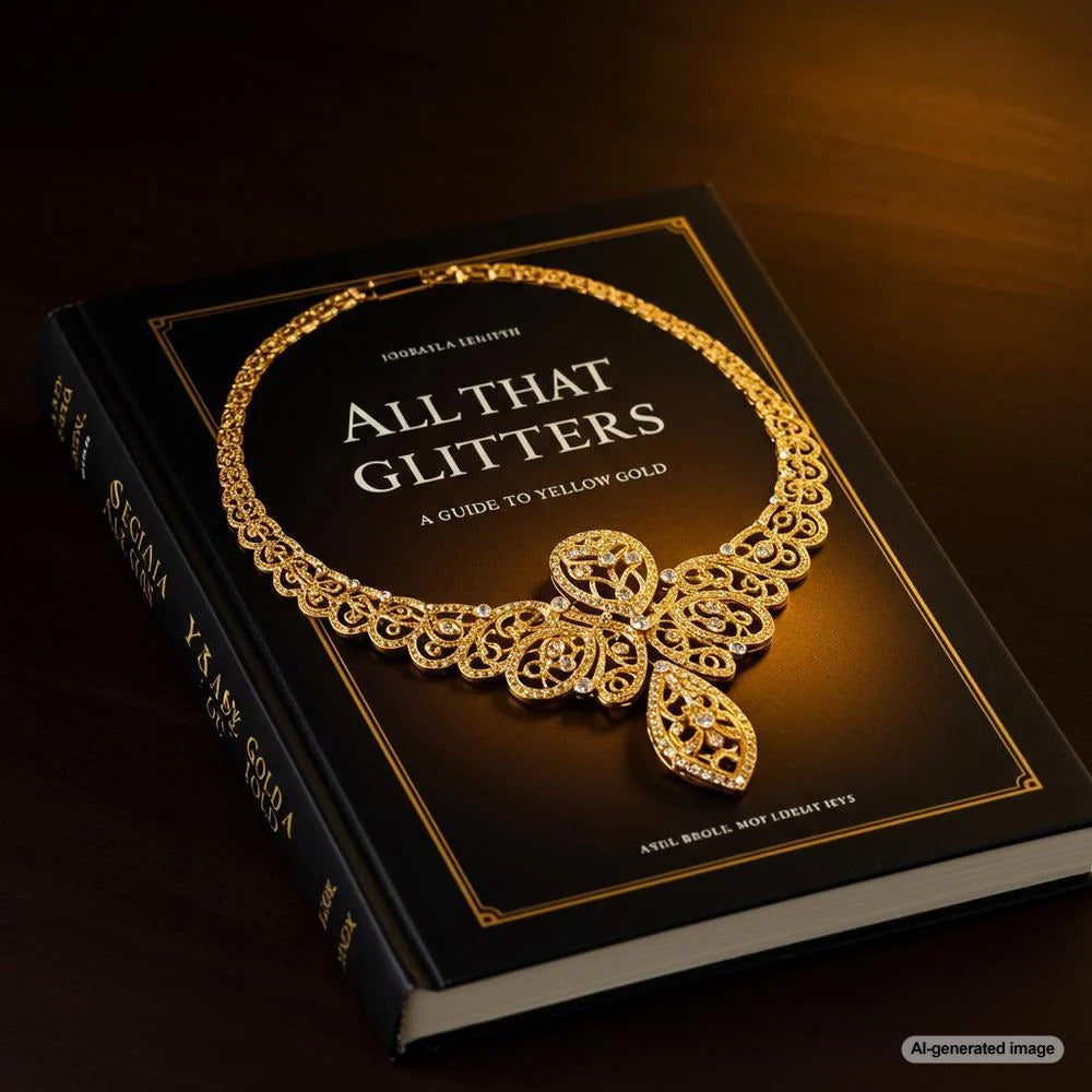 A stunning collection of yellow gold jewelry, including rings, necklaces, and bracelets, showcasing the warm glow of this timeless metal.