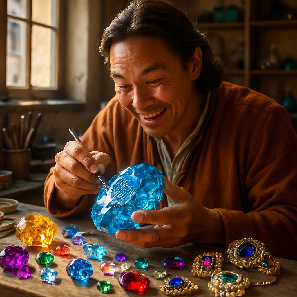 Close-up of intricate gemstone carving showing detailed cameo work on layered stone
