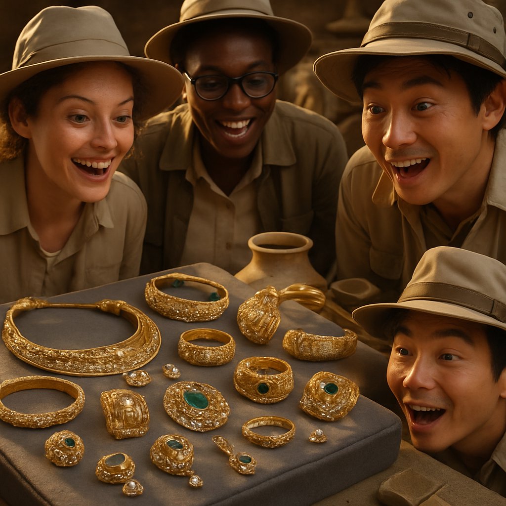 Ancient jewelry archaeological discoveries including Egyptian gold, Roman treasures, and Viking silver artifacts
