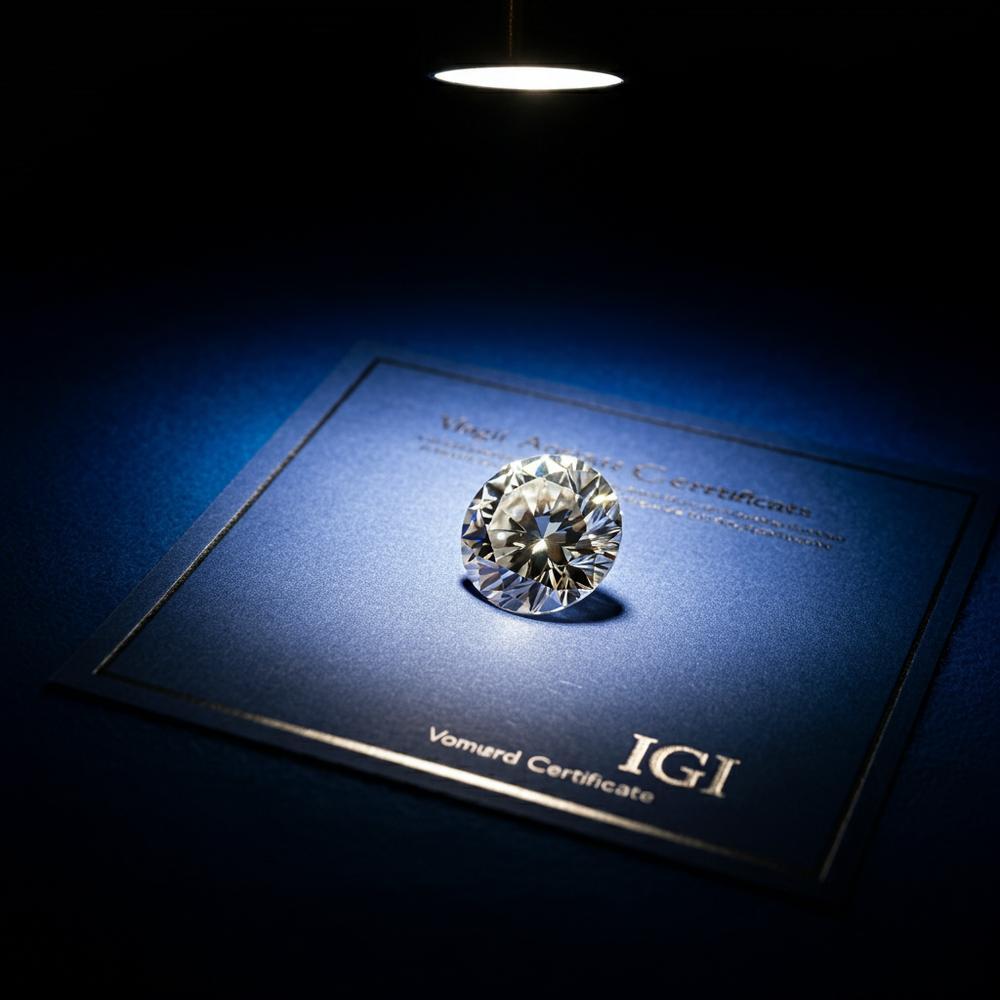 Certified lab-grown diamond with certification report