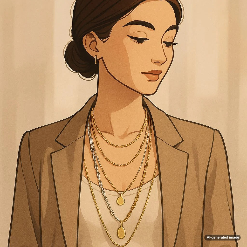 Stylish layered necklaces featuring mixed metals and textures for a fashionable look