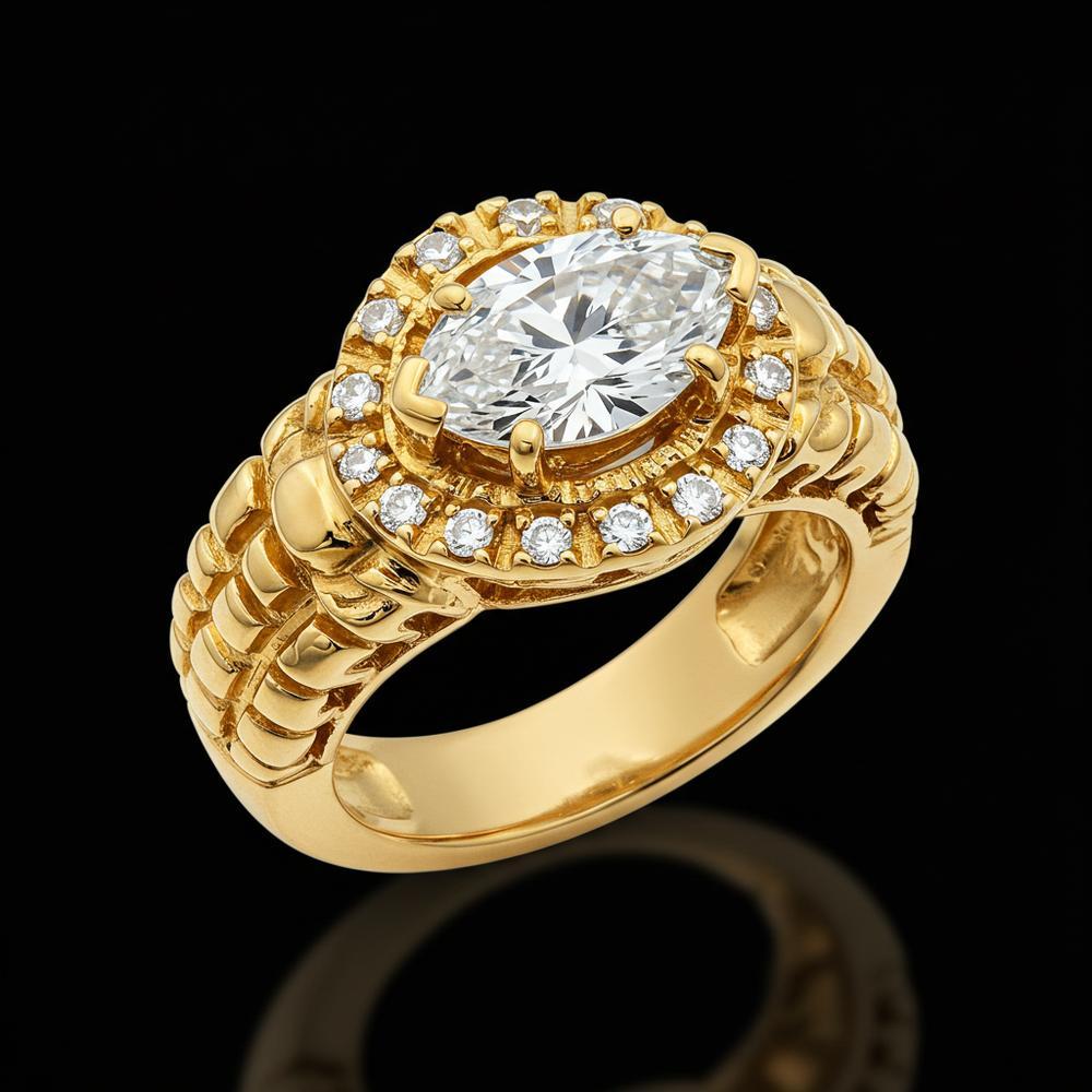 Vintage gold rings with intricate designs displayed on velvet