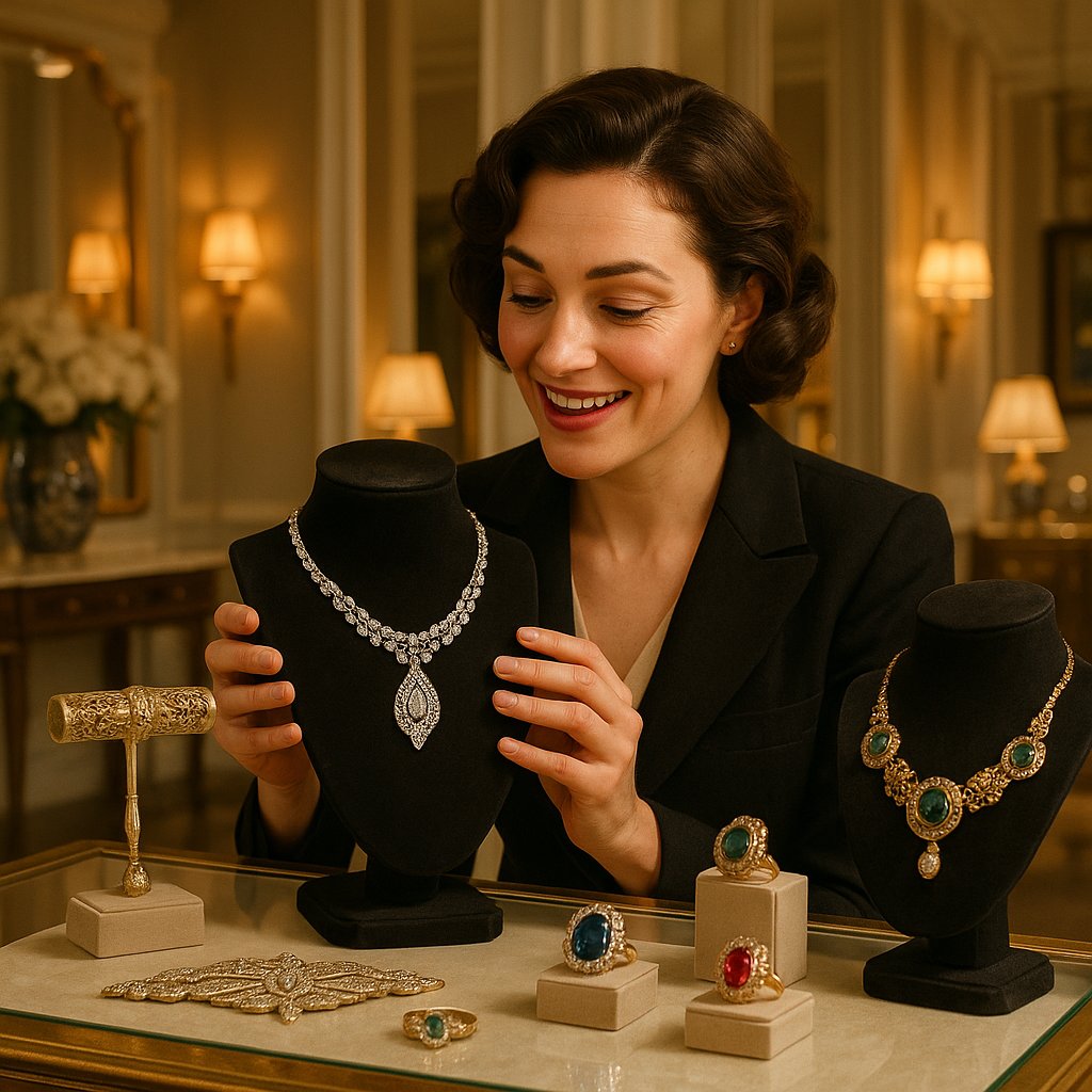 Art Deco, Victorian, and Edwardian jewelry pieces showcasing the distinct styles of each era