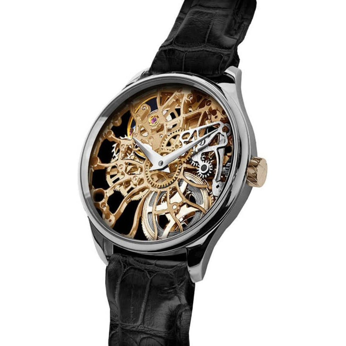 Elegant Artya Golden Shams Skeleton watch displayed at Robinson's Jewelers