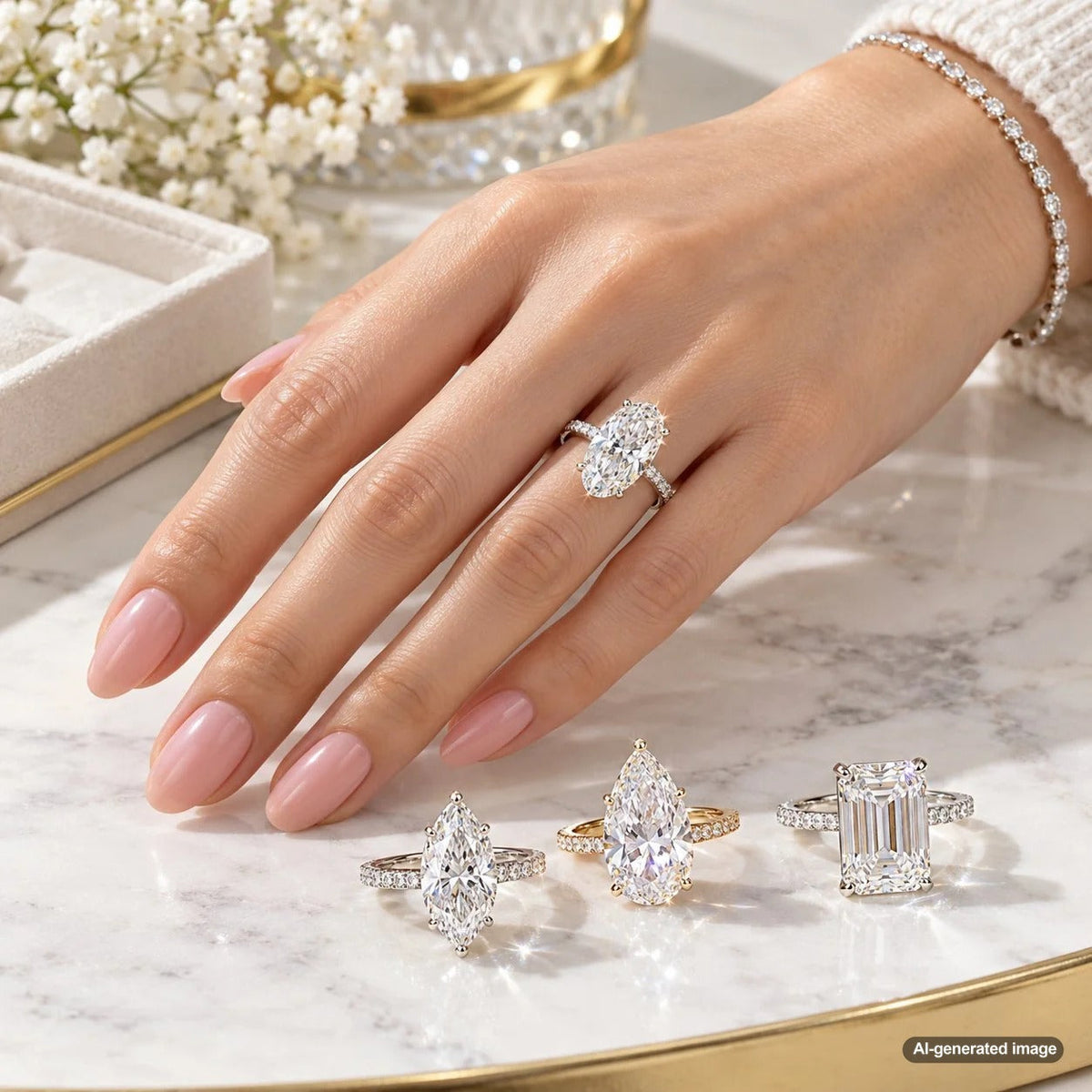 Lab grown diamond shapes compared for maximum finger coverage without increasing carat weight