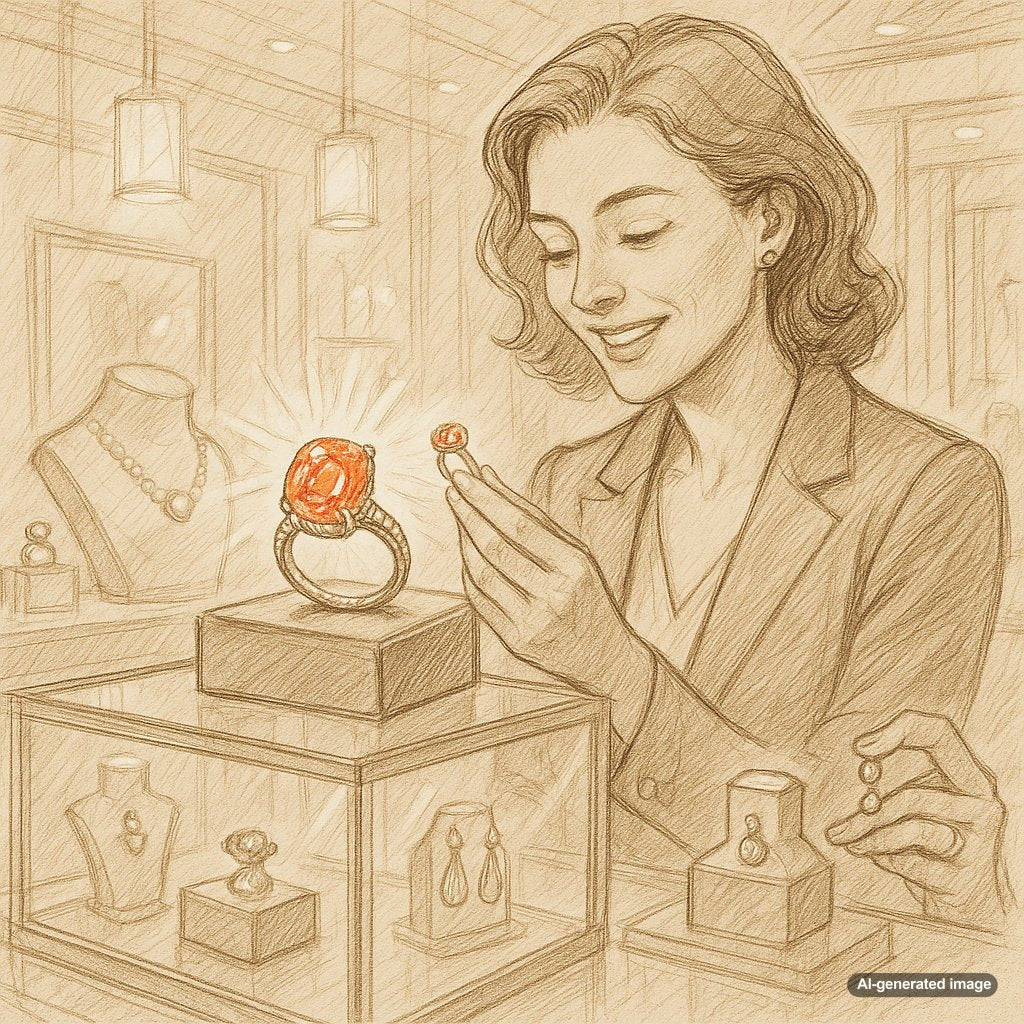 Stunning padparadscha sapphire jewelry showcasing the unique pink-orange salmon color