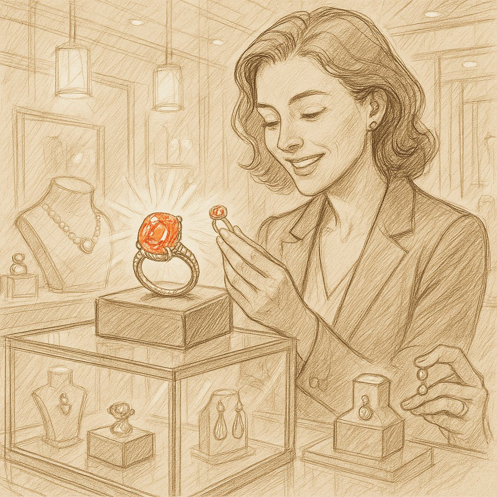 Stunning padparadscha sapphire jewelry showcasing the unique pink-orange salmon color