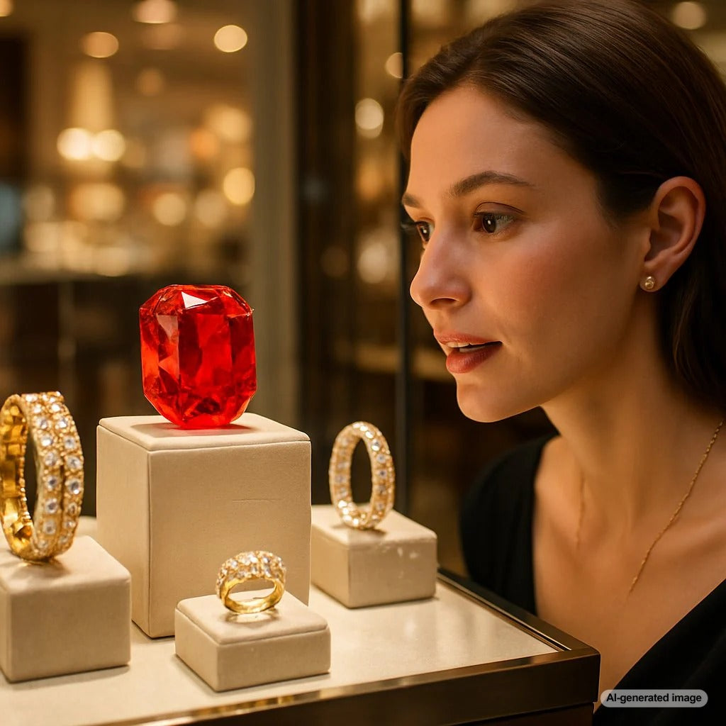 Spectacular red beryl gemstone jewelry piece from Robinson's Jewelers collection