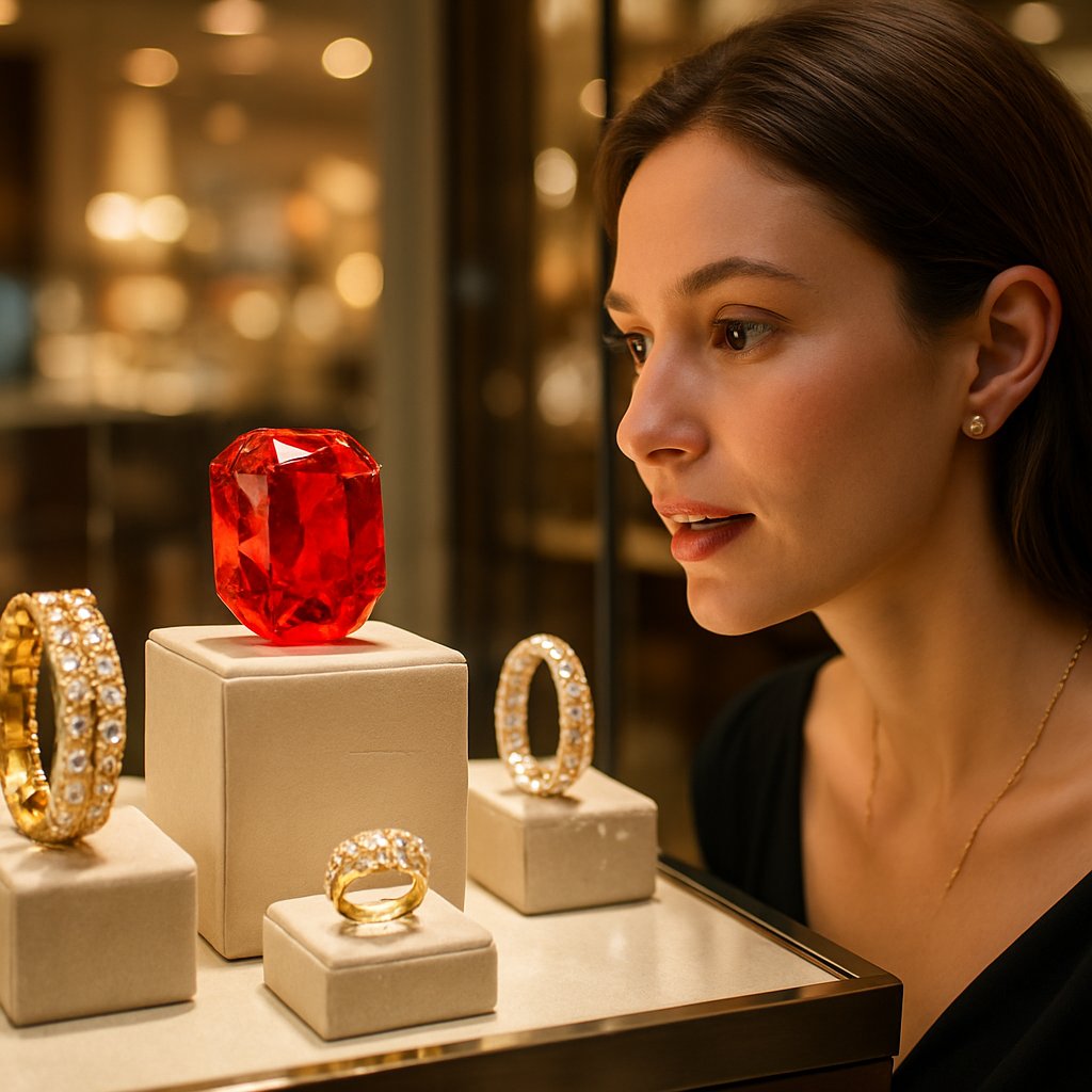 Spectacular red beryl gemstone jewelry piece from Robinson's Jewelers collection