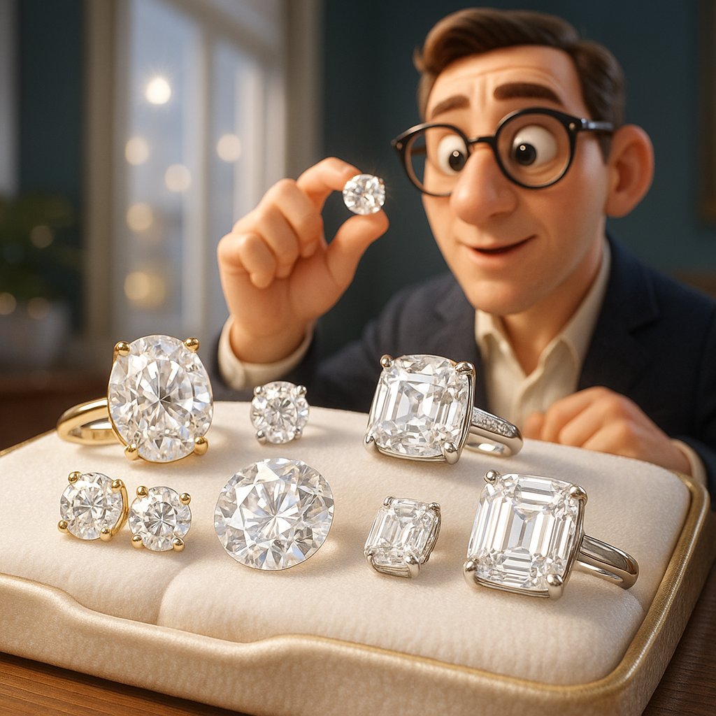 A stunning assortment of colorless and white gemstone jewelry including moissanite, white sapphire, and zircon rings and earrings from Robinson's Jewelers