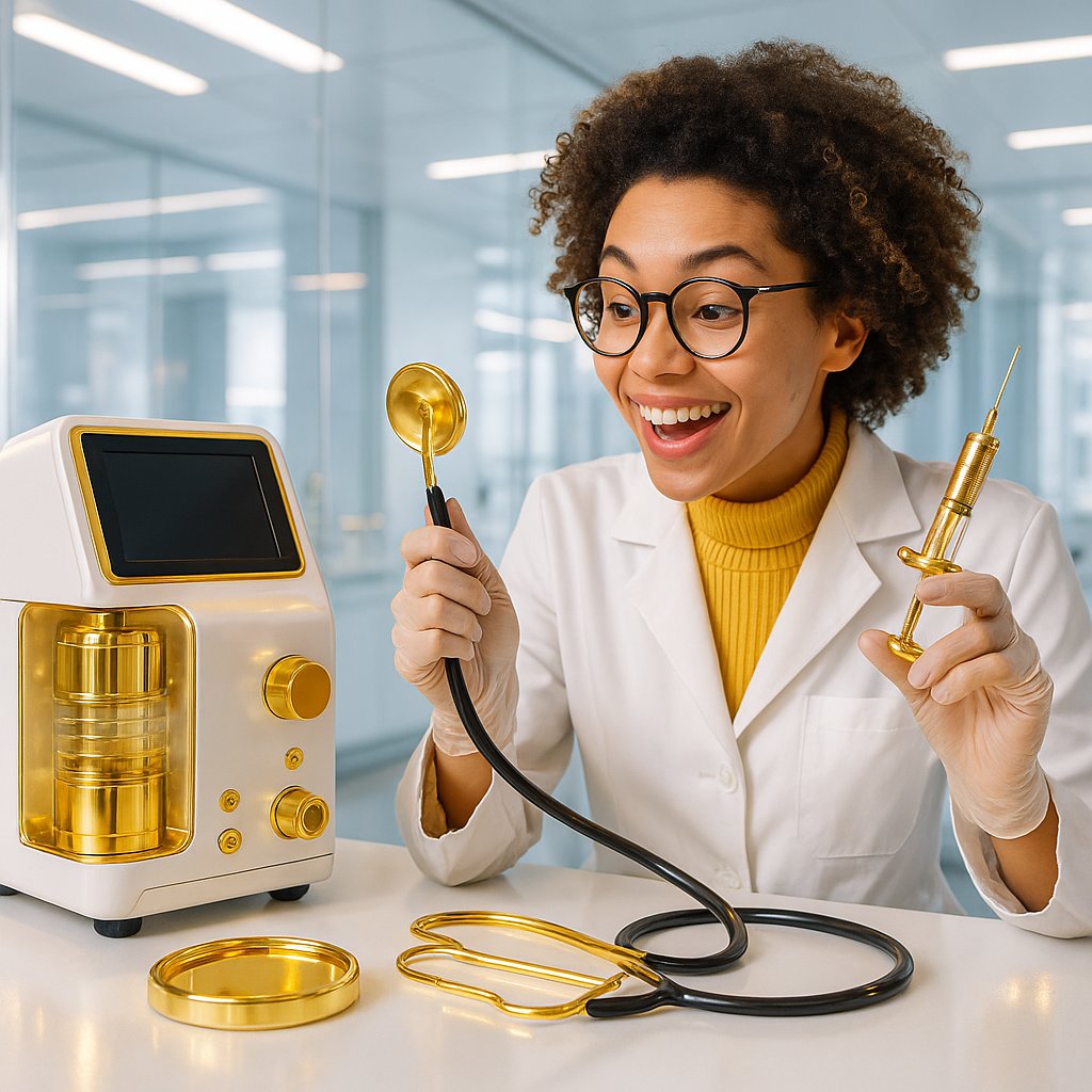Gold being used in technology and medical applications alongside fine jewelry