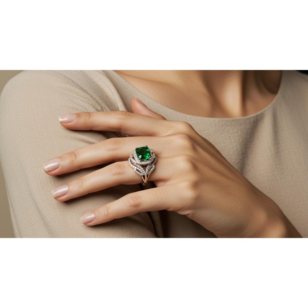 A single woman's hand adorned with a beautiful ring on the left ring finger.