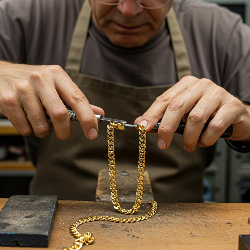 A close-up of a Cuban link chain showcasing its intricate design.