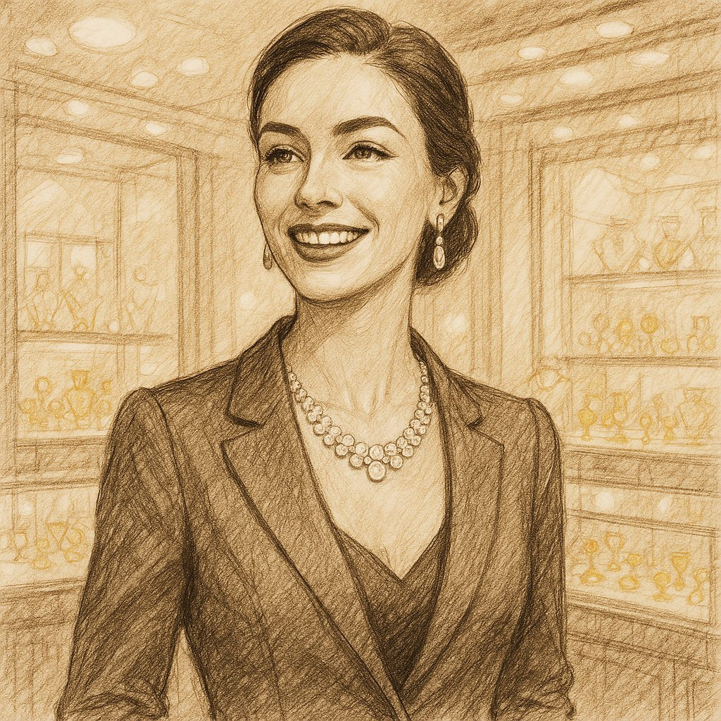 Close up of a woman's hand wearing a brilliant diamond ring and bracelet while typing on a laptop, showcasing everyday wear