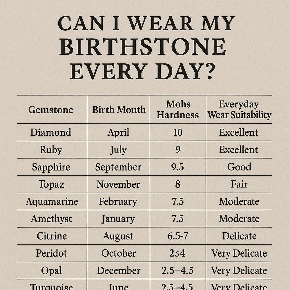 Woman wearing a beautiful birthstone ring and bracelet, showcasing everyday elegance with gemstone jewelry