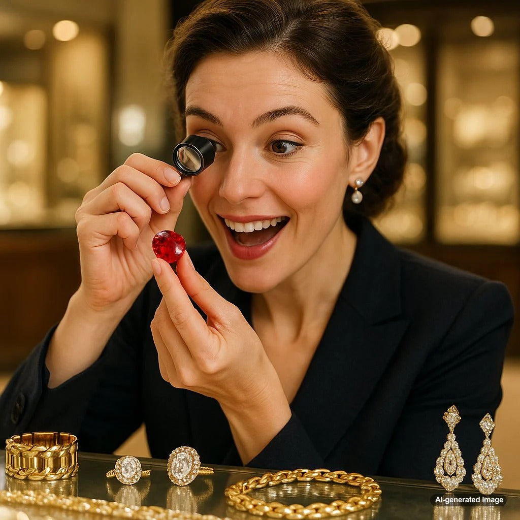 A deep red ruby gemstone resting on a map of the United States, symbolizing the search for American rubies.