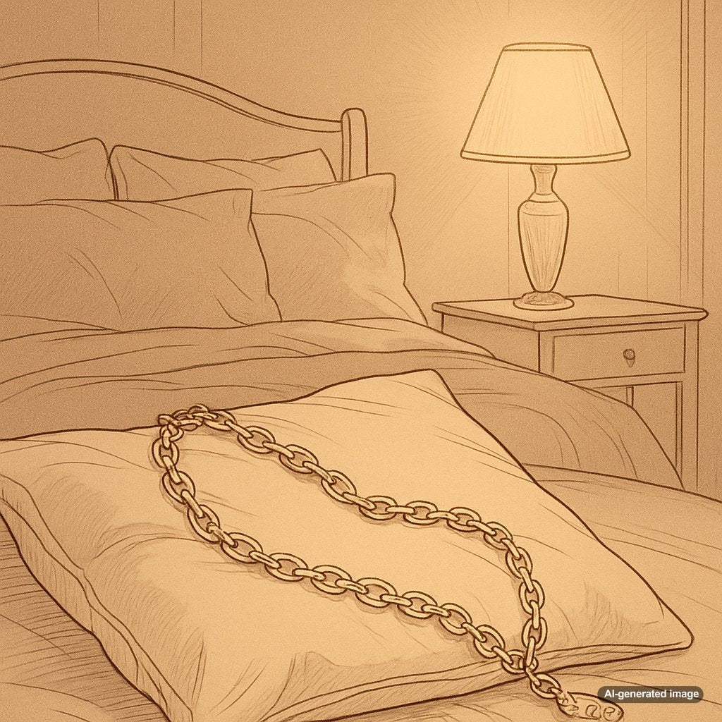 Close-up of a 14k gold chain with sparkling links, draped elegantly on a velvet surface