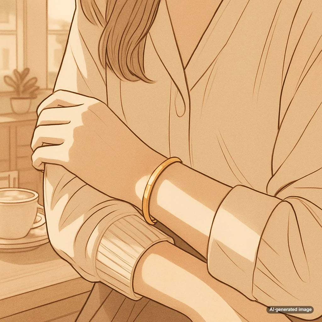 Elegant 14k gold bracelet shimmering on a wrist, perfect for everyday wear